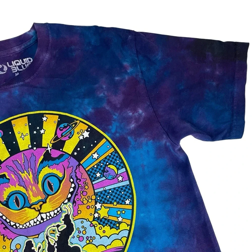 Liquid Blue Cheshire Cat Alice In Wonderland Tie Dye Shirt Medium - Picture 7 of 9